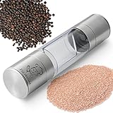 Stainless Steel Salt Grinder- Clear Acrylic Body - 2 in 1 Dual Action Salt & Pepper Shaker …