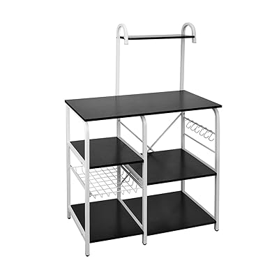 AuAg 35.4" Kitchen Baker's Rack with 4-Tier Storage and Hooks