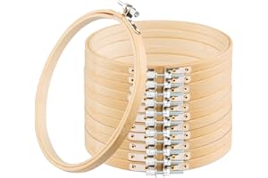GIEMSON Embroidery Hoop 12 Pieces 8 Inch Round Embroidery Hoops Bamboo Circle Cross Stitch Hoop for Embroidery and Art Craft Sewing