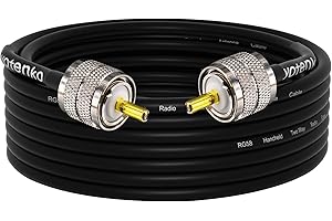 YOTENKO CB Ham Coax Cable 25ft, RG58 Coaxial Cable PL259 Coax, 50 Ohm Coax Low Loss for HF VHF CB Radio,Ham Radio,SWR Meter,Dummy Load,Antenna Analyzer