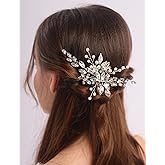 BERYUAN Dainty Rhinestone Pearls Hair Comb Silver Crystal Pearls Wedding Hair Side Comb Sparkly Crystal Rhinestone Headpiece Bridal Hair Comb for Wedding Women