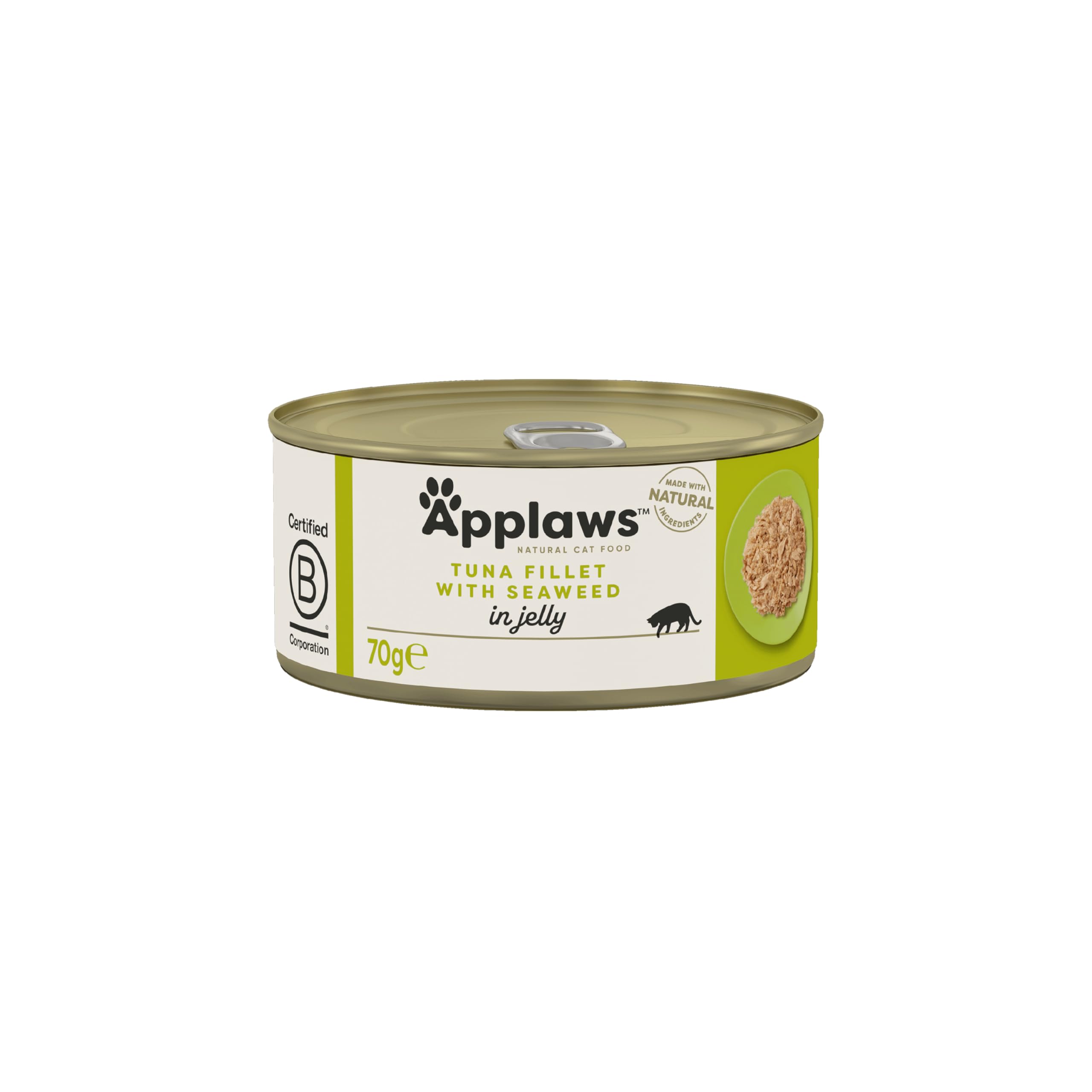 Applaws 100% Natural Premium Wet Food for Cats, Tuna Fillet with Algae in Broth for Adult Cats - 24 x 70 g Cans