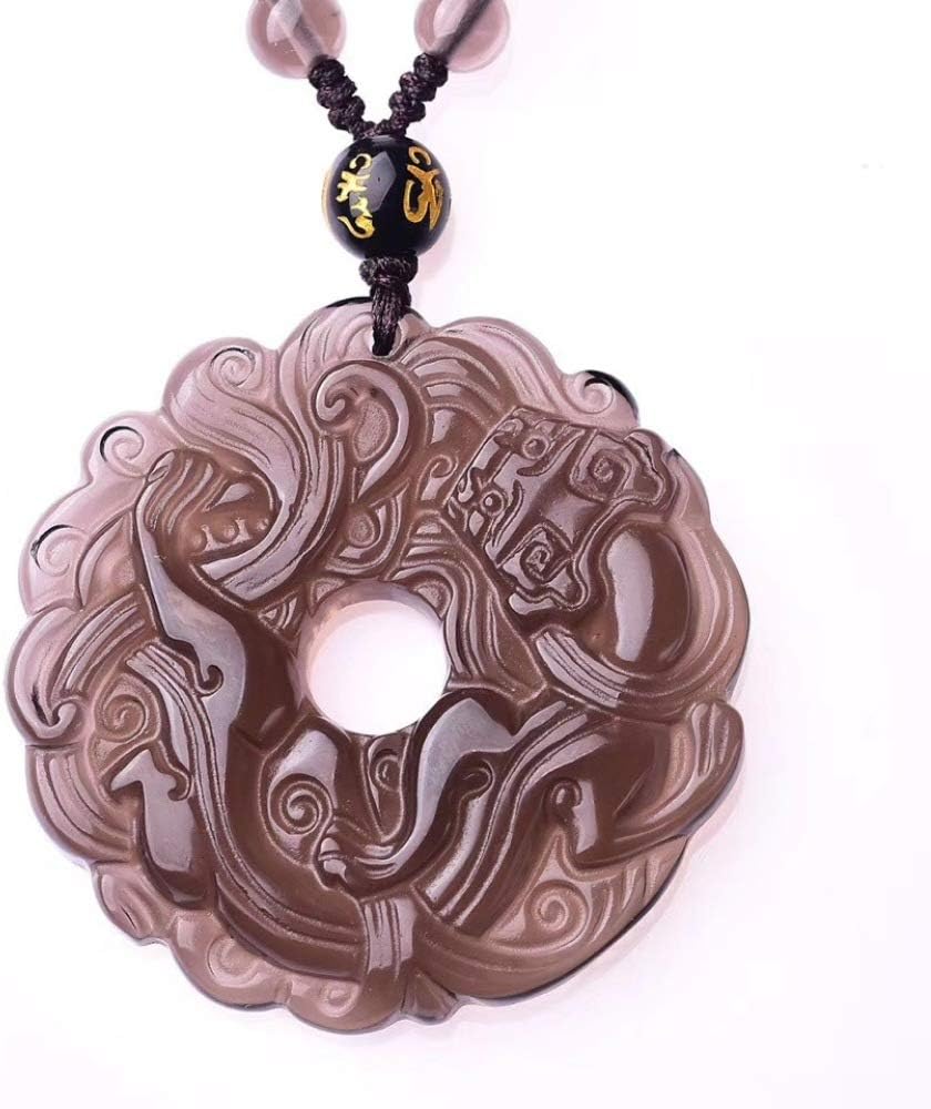 yayoushen Jade Pendant, natural ice type obsidian grass dragon Pixiu pendant money man necklace