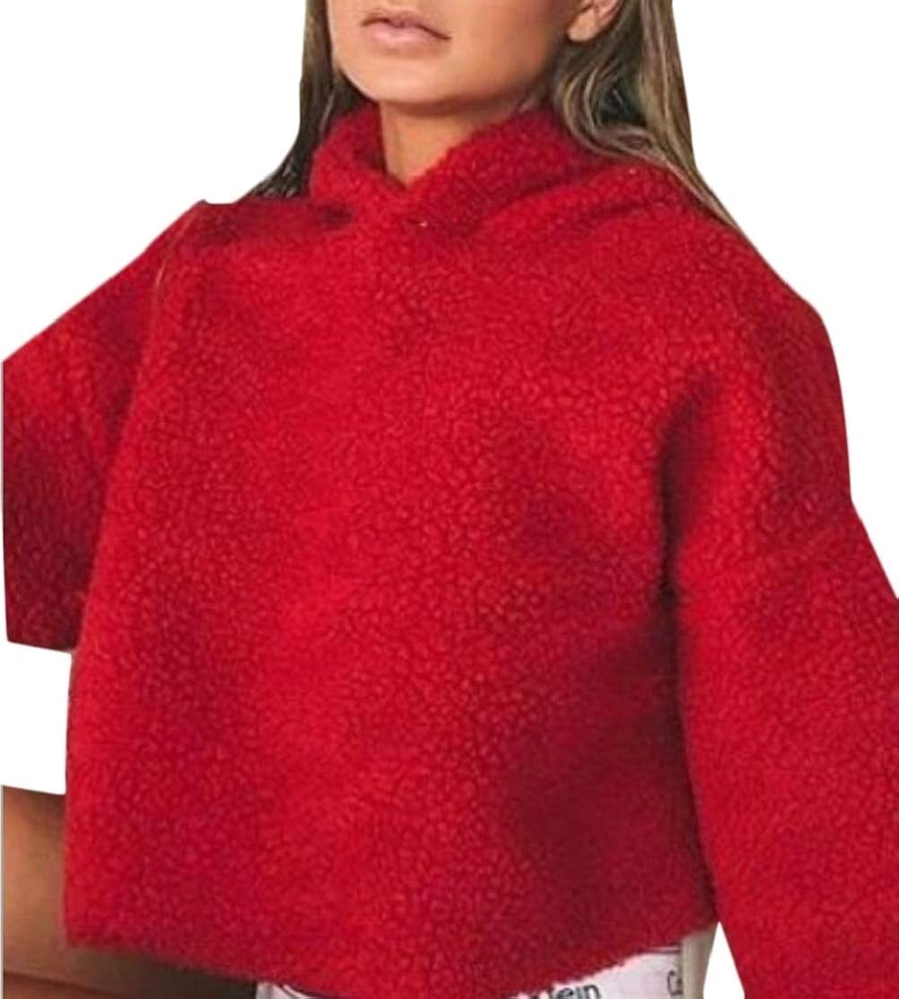 red fuzzy hoodie