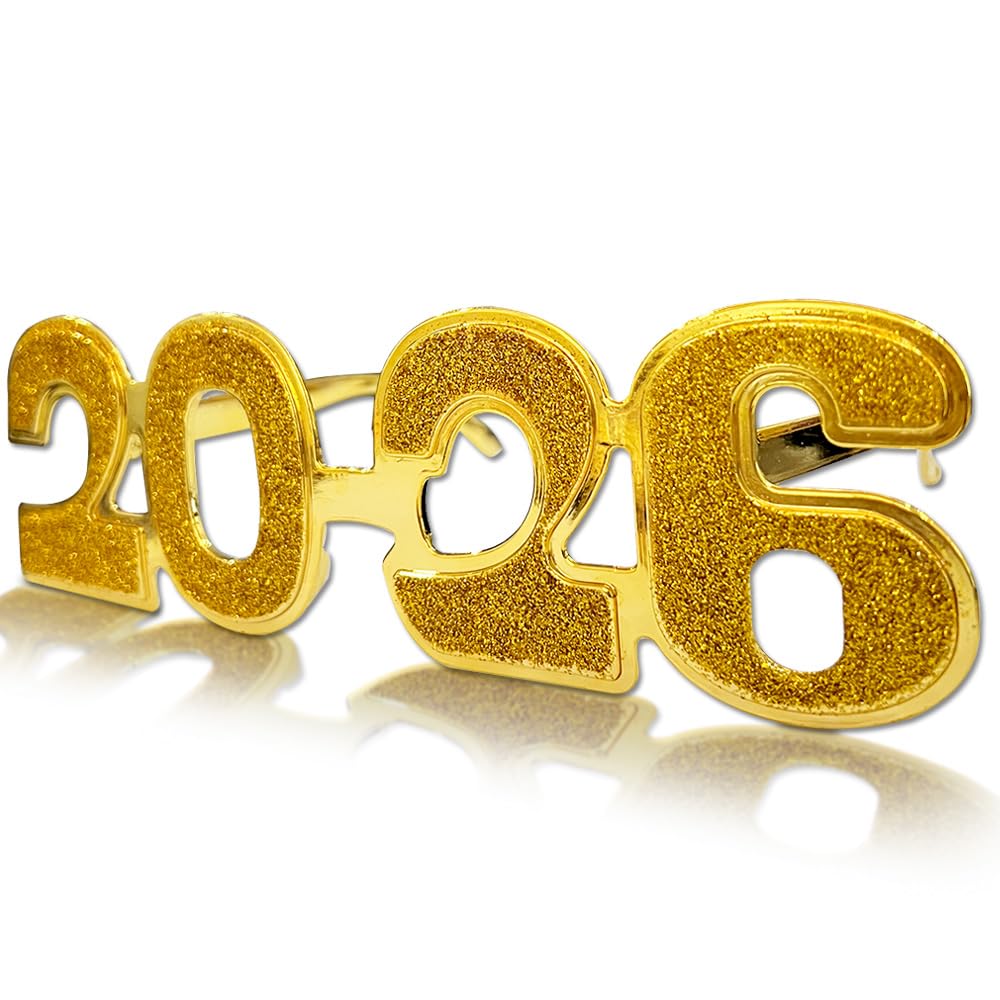 Topfunyy 2024 New Year Eyeglasses 2024 Gold Glitter Happy New Year Number light up Party Glasses for Women Men Kids Adults New Years Christmas Birthday Grad Party Supplies