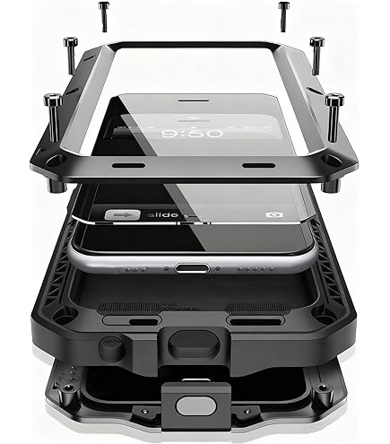 LOVE MEI Custodia IPhone 11 Pro Max Heavy Duty, Metallo Alluminio Antiurto, Impermeabile Alla Pioggia, Con Vetro Temperato (Rosso)
