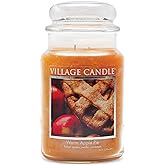 Village Candle Warm Apple Pie Large Glass Apothecary Jar Scented Candle, 21.25 oz, Brown