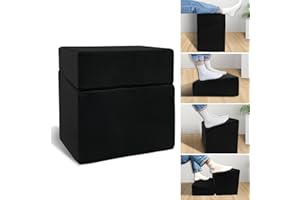 JZHLLA Adjustable Foot Rest Under Desk with 3 Adjustable Heights High-Density Foam Ergonomic Footrest for Office, Home, Travel Airplane, Removable Washable Cover for Back Pain Relief Posture Support (Black)