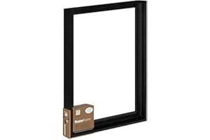 Ampersand Art Supply Floaterframe Readymade Frame for Flat and 7/8" Deep Wood Panel and Canvas Artwork, Paintings, Prints, and More, 18"x24", Black Bold