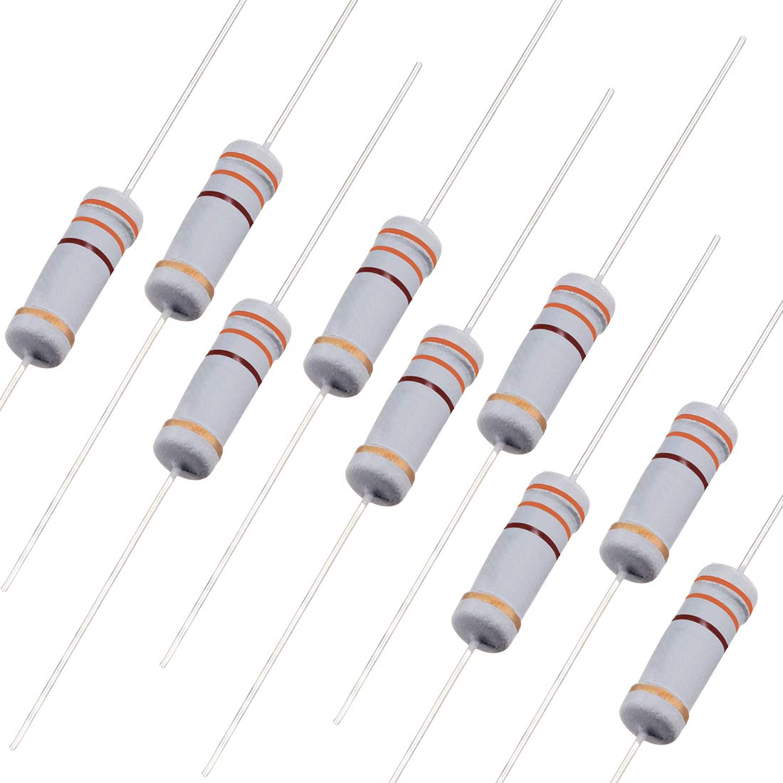 sourcing map 50Pcs 330 Ohm Resistor, 2W 5% Tolerance Carbon Film Resistors, 4 Bands for DIY Electronic Projects and Experiments