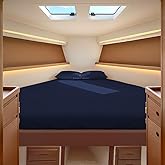 JS Sanders Collection 100% Egyptian Cotton Universal V Berth 4 Piece The Best Boat V Berth Bedding Fits mattresses up to 8” Depth Sheet Set - 600 TC Navy Blue