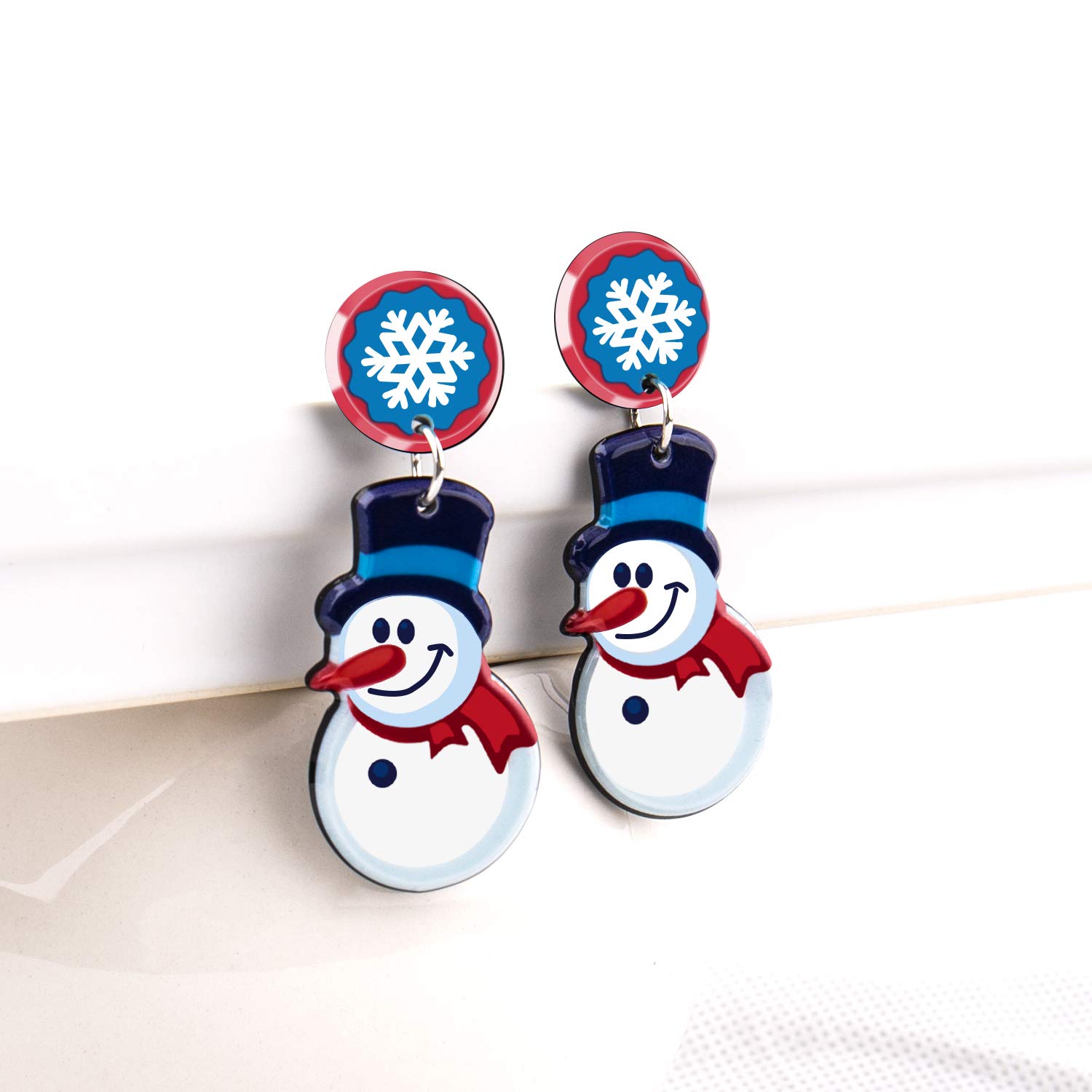 UHIBROS Women Christmas Jewelry Snow Man Dangle Drop Stud Earrings Ear Hook Drop Earring Xmas Gift For Teen Girls