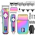 Roziapro Hair Clippers for Men Zero Gapped T-Blade Trimmer Rechargeable Foil Shavers Professional Hair Cutting Kit (Gradient)