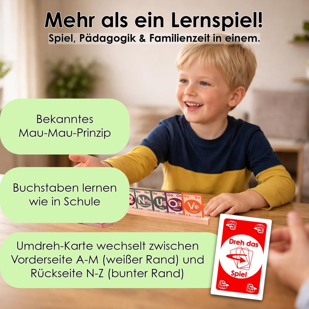 Buchstaben Klacks – Das ABC-Mau-Mau für Kinder | Lernspiel & Geschenk für Junge und Mädchen I Kartenspiel ab 4, 5, 6, 7, 8 Jahre | Einschulung | Geburtstagsgeschenk 5