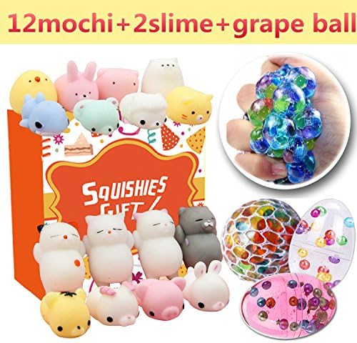Marmoon 15 PCS Super Squishies Slow Rising Pack Mesh LED Stress Ball Kawaii Mochi Slime Egg Squishy Squeeze Soft Stress Reliever Anxiety Toys Party Favors Childrens Day Gift for Kids Adults