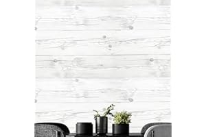 VERY BERRY STICKER Wood Panel Peel and Stick Wallpaper (19.6" x 118", 2 Pack, Light Texture, White Grain) Waterproof and Easy to Clean Self-Adhesive Film for Any Surfaces and Furnitures