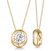 1CT/2CT Moissanite/Emerald/Sapphire/Ruby Necklace for Women, Solid 925 Sterling Silver with Yellow Gold/Rhodium Finish, 16"/18"/20" Adjustable Chain, Anniversary Valentine Jewelry