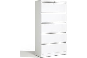 OPTYMIRA Locking Filing Cabinet with 5 Drawer Heavy Duty Large Metal File Cabinet Home Office Lateral File Cabinets Wide Steel Cabinet for Legal/Letter Size File,Assembly Required