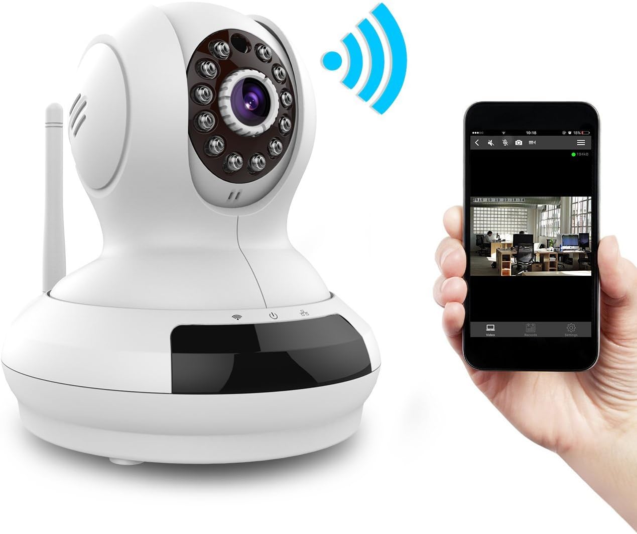 Yeame 720p HD Wifi Ip Camera Wireless Home Surveillance System Remote Video Monitoring with Plug/Play Pan/Tilt Night Vision Two Way Audio Motion Alert (YM009w,White)