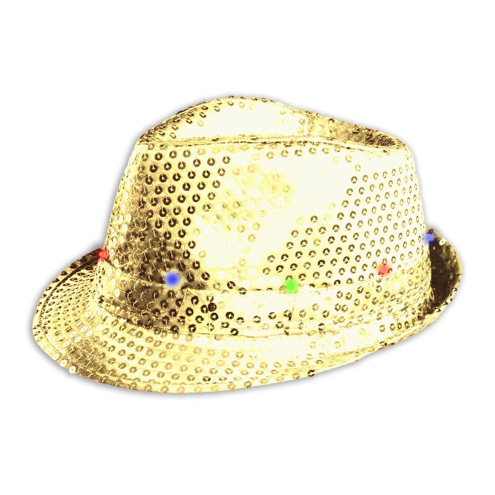 The Glowhouse Flashing LED Fedora Hat (Gold) — image 1