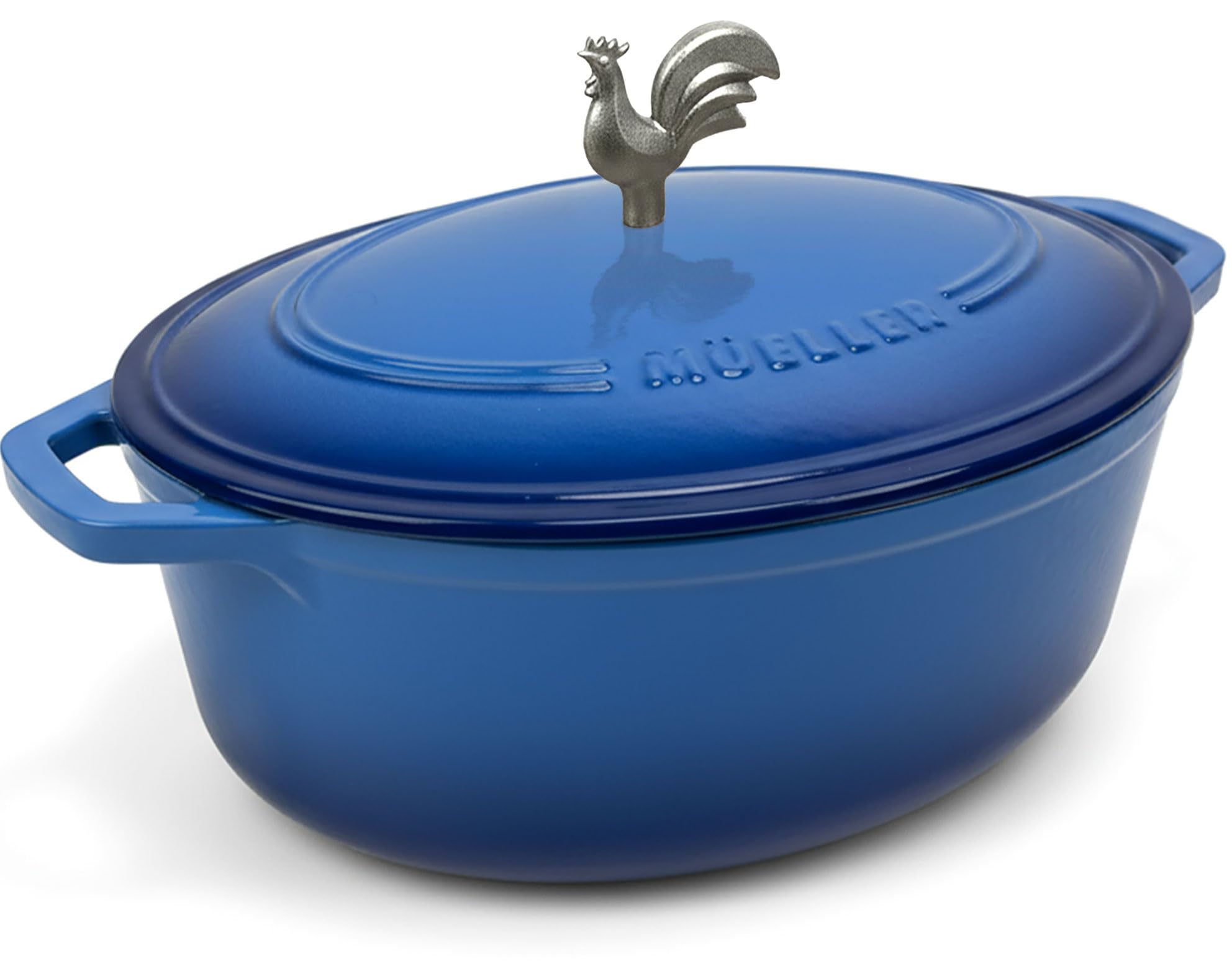 MÜELLERHOME 5.5 Quart Enameled Cast Iron Oval Dutch Oven, Rooster Knob, Heavy-Duty Cookware, Oven-Safe up to 500° F & Across All Cooktops, Cooking Pot with Lid, Gifts for Grandma & Women, Aqua Blue Image MÜELLERHOME 5.5 Quart Enameled Cast Iron Oval Dutch Oven, Rooster Knob, Heavy-Duty Cookware, Oven-Safe up to 500° F & Across All Cooktops, Cooking Pot with Lid, Gifts for Grandma & Women, Aqua Blue Image