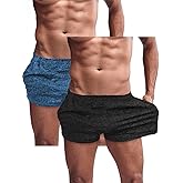 Lehmanlin Men's Bodybuilding Shorts 3/5 Inch Inseam Workout Training Muscle Short Shorts Stretch Quick Dry