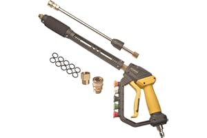 GDHXW High Power Washer Gun,Adjustable Pressure Washer Gun with Extension Wand,Quick Connection,with 5 Nozzle Tips, 2 Adapter,10 O-Rings 5000 PSI,Compatible with Most Pressure Washer