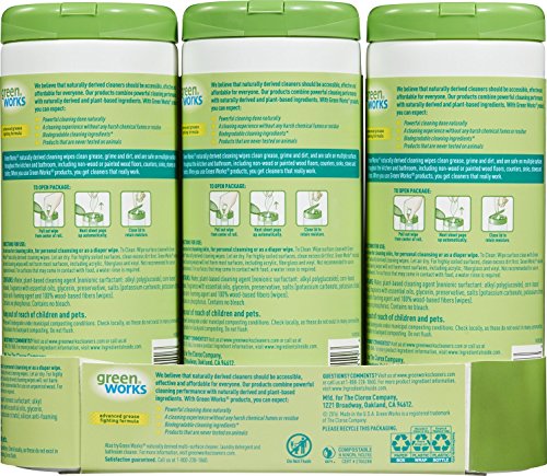 Green Works Compostable Cleaning Wipes, Biodegradable Cleaning Wipes - Original Fresh, 30 Count Each (Pack of 3)
