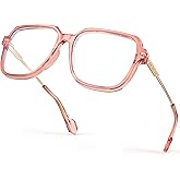 VISOONE Oversized Blue Light Blocking Glasses with Chic Square TR90 Frame and Metal Temple for Women Men REMY