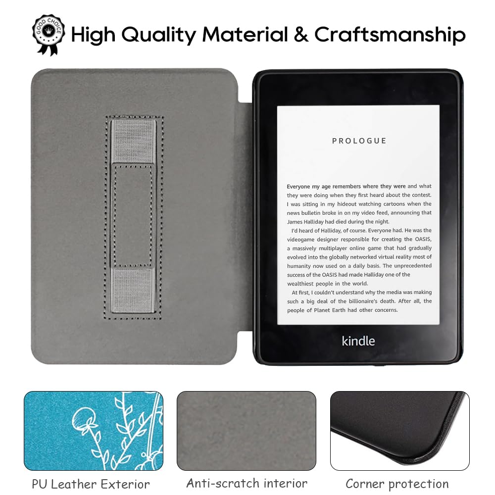 SCSVPN Case for 6'' Kindle 10th Generation 2019 Release (Model No. J9G29R) - Lightweight Durable PU Leather Cover with Hand Strap, Auto Sleep/Wake(NOT Fit Kindle Paperwhite/Kindle 2022), Blue/Mandala