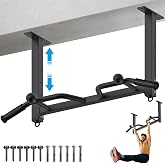 Kipika 32" Ceiling Mounted Pull Up Bar - Heavy Duty, Highly Adjustable, Multifunctional Chin Up Bar - Home Gym System with Punching Bag Hanger and Resistance Bands Training