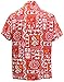 LA LEELA Hawaiian Shirt For Men Short Sleeve Front-Pocket Beach Geometric Red