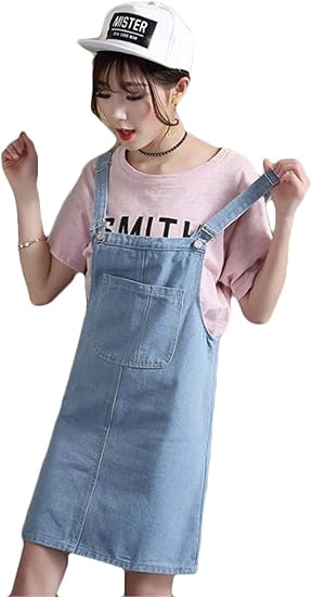 Amazon ジュンィ レディース デニムスカート サロペット オーバーオール ジャンパースカート ゆったり 膝丈 夏 カジュアル 着痩せ スカート 通販
