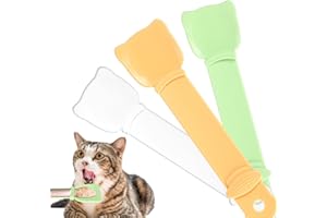 Wanmu 3Pcs Cat Strip Feeder Spoon Pet Treat Squeeze Spoon Cat Wet Food Dispenser for Cat Lickable Liquid Snack, Cat Feeding Food Storage