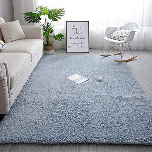 リビングルーム用エリアラグ ベッドルームラグとして適したふわふわシャギースーパーソフトカーペットキッズマット 大型フロアマット家の装飾用の毛皮のようなぬいぐるみラグ 青 お得 0x400cm
