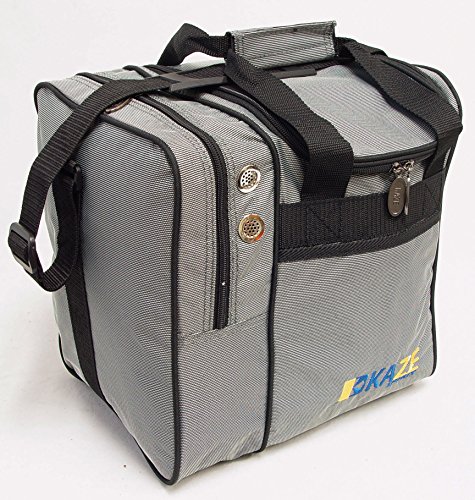 KAZE SPORTS Deluxe Single Ball Bowling Tote Bag, Gray/Black - Thumbnail 2