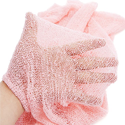 Newborn Baby Photography Props - Long Ripple Wrap Blanket and Lace Beads Headband (Pink+Beige) - Thumbnail 3