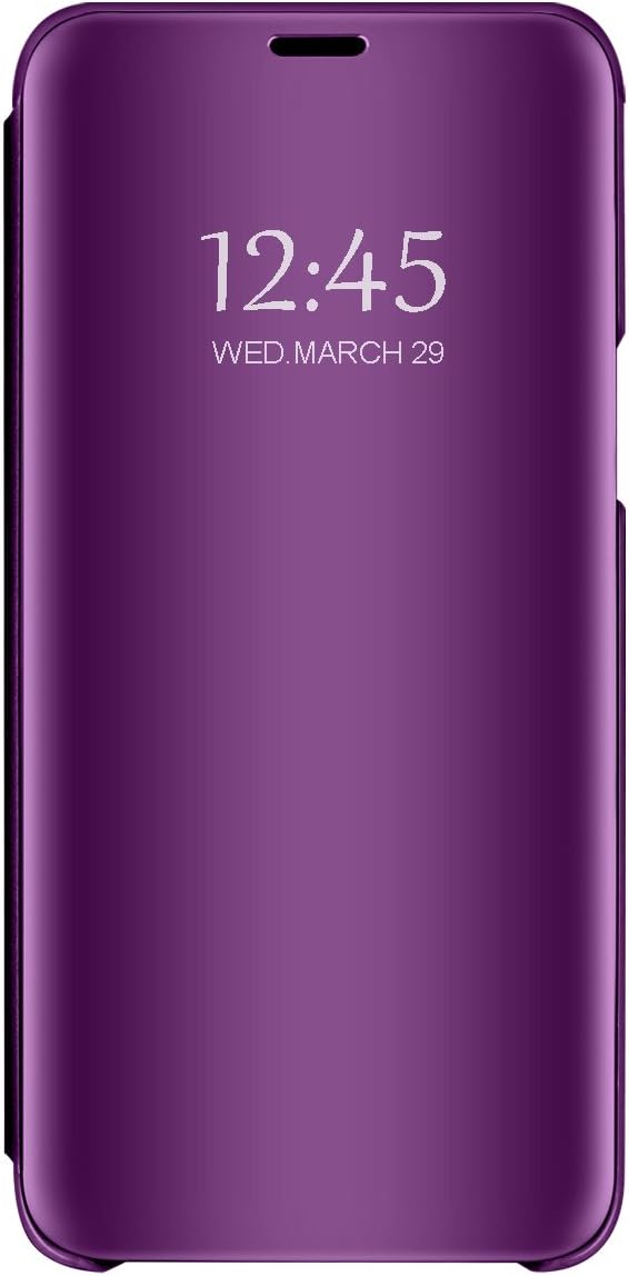 for Samsung S8 Case, Mirror Design Clear View Flip Bookstyle Luxury Protecter Shell with Kickstand Case Cover for Samsung Galaxy S8 / S8 Plus (Purple, Samsung Galaxy S8 Plus)