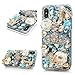 iPhone X Case, iPhone Xs Case, Mavis's Diary Full Edge Protective Plastic Case 3D Handmade Crystal Clear Bling Diamonds Shiny Colorful Rhinestone Blue Crown Pumpkin Car High-Heeled Hard PC Cover