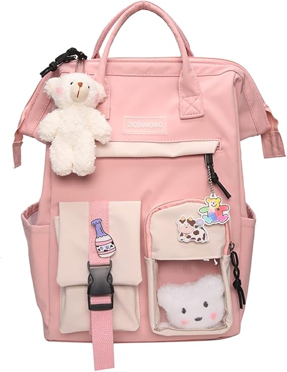 Kawaii Mochila con Pin Kawaii y Accesorios Mochila Lindo Estética