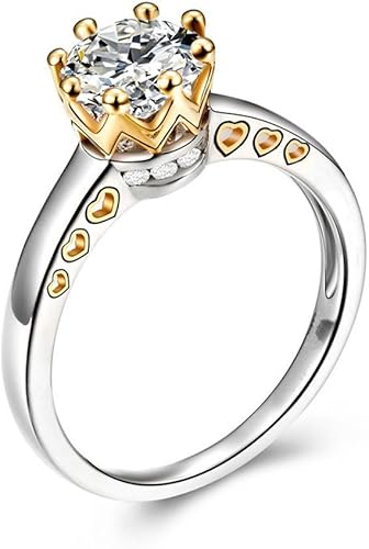 Amazon Rigmookj 指輪 レディース 人気 華奢 クリエイティブカラークラウンダイヤモンドエンゲージリング ファッション女性贈り物 記念日誕生日祝い日 シルバー 6 リング 通販