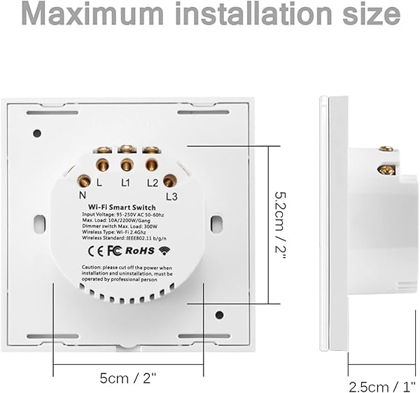 CCCMS Interruptor Inteligente Control Remoto DIY Panel inalmbrico WiFi Interruptores de Pared con Sensor tctil con Control Remoto con Smart LifeTuya App