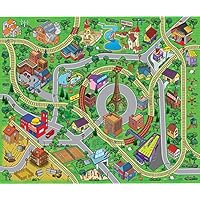 Large "Cityscape" Play Mat with Train Tracks, Buildings, and Roads for Cars, Trucks, and Trains