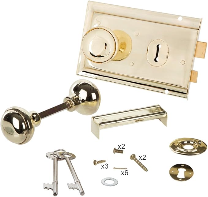 Sterling Door Sash lock and Knob Set in Brass Plated Design with Two