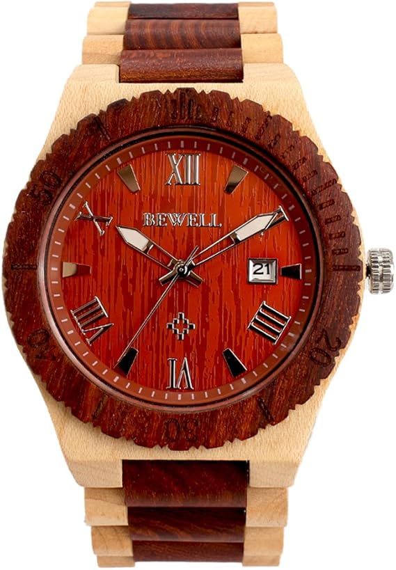 Amazon 日本製ムーブメント 天然素材 木製腕時計 日付カレンダー 軽い 軽量 Wdw017 04 メンズ腕時計 並行輸入品 メンズ腕時計 腕時計 通販