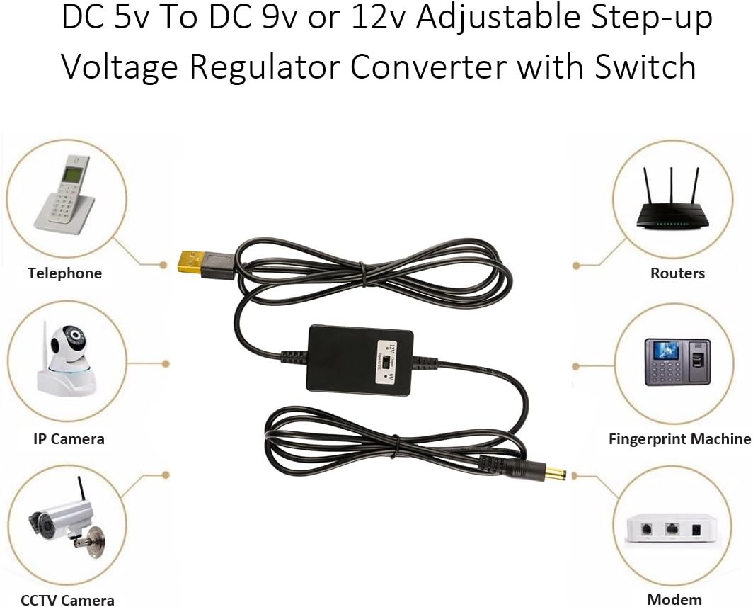 Omikai DC In 5V Gold Plated USB Connectors Transform To DC 9v Or 12v Out Adjustable Step-up Voltage Regulator Converter with Switch