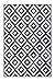 FH Home Outdoor Rug - Waterproof, Fade Resistant, Reversible - Premium Recycled Plastic - Geometric - Patio, Deck, Porch, Balcony, Laundry Room - Aztec - Black & White Crease Free - 4 x 6 ft