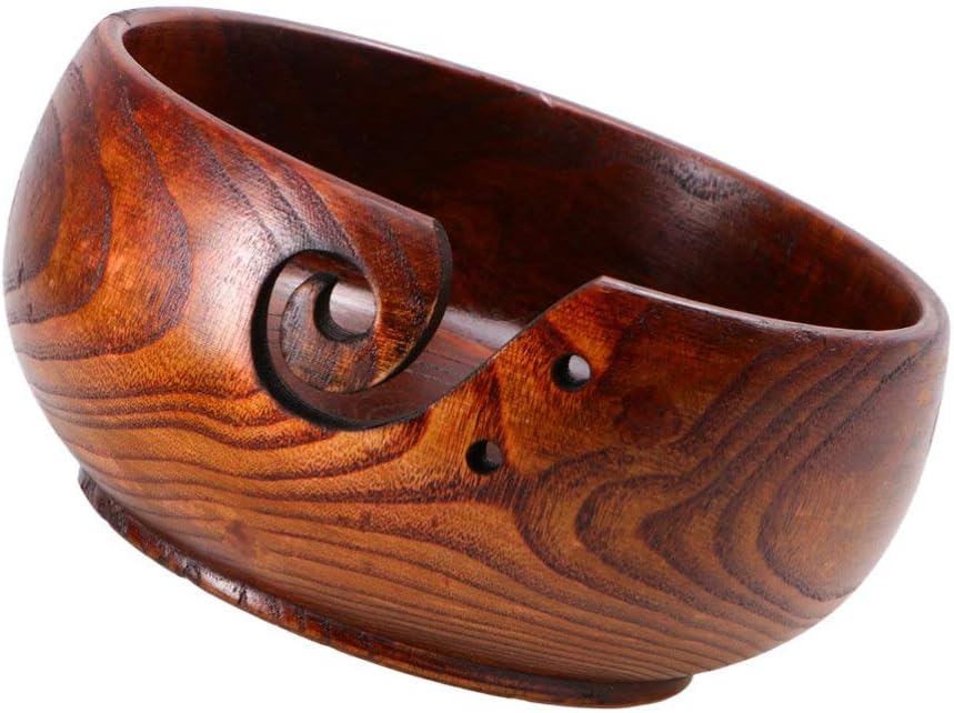 Wood Yarn Bowl Storage Non Slip Crochet Organizer Smooth Swirl Wool Sekin Knitting Accessory (Random Plane Bottle and Convex Bottle) - Image 3