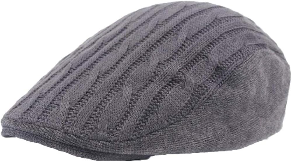 Men's Beret Knitted Hat Fashion Solid Color Comfortable Sizes Peaked