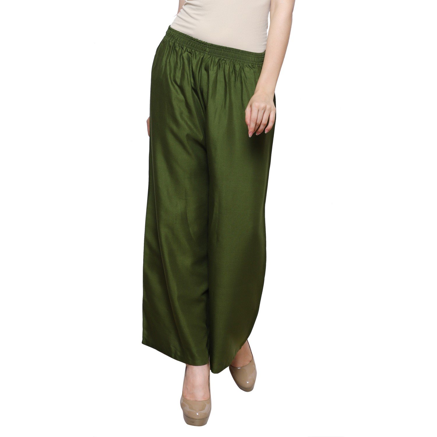 eldino regular fit women's rayon casual palazzo pants - green